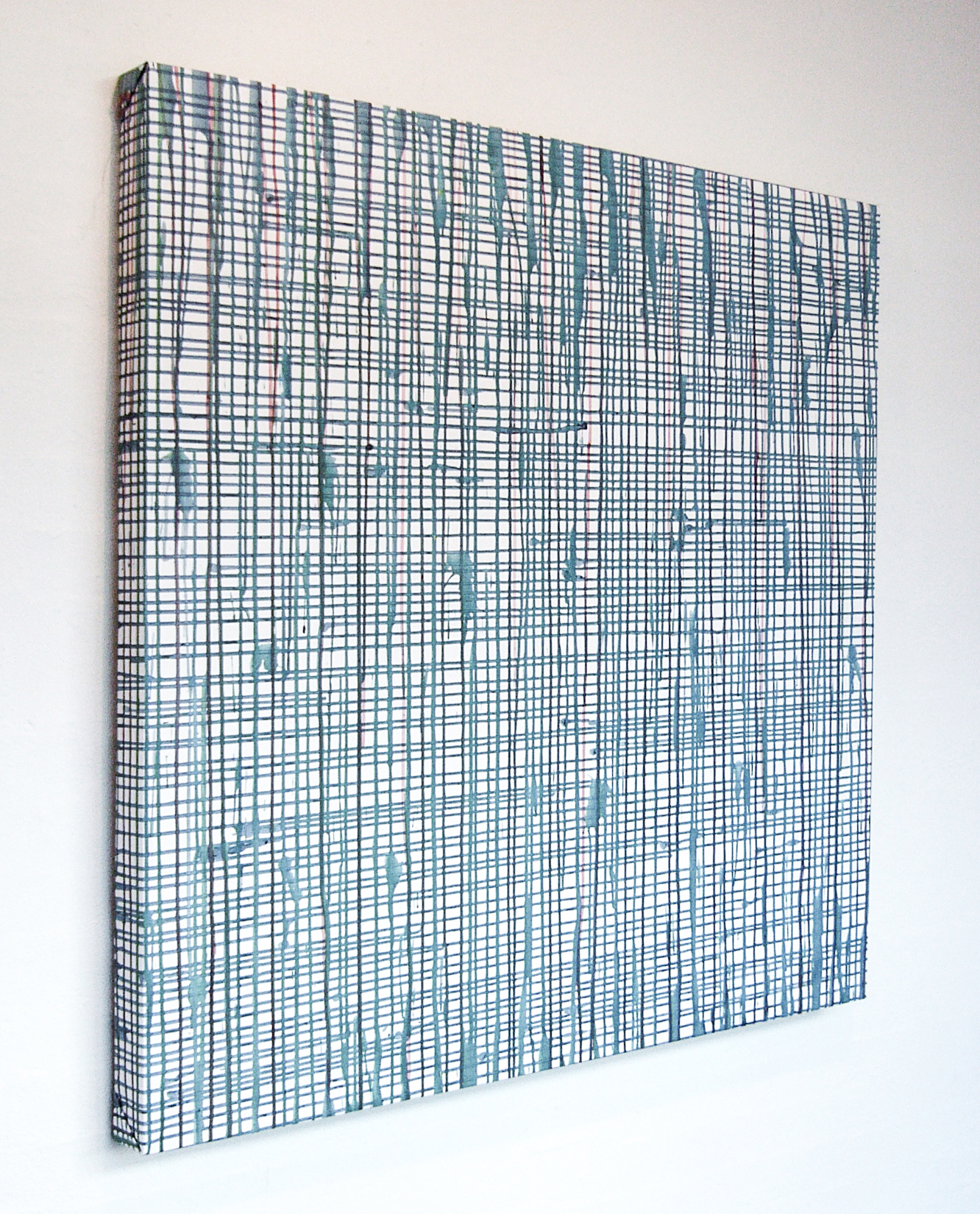 Abstract paintings on 3D wooden canvases exploring Euclidean parallelism, depth, and color saturation in dynamic compositions. 17