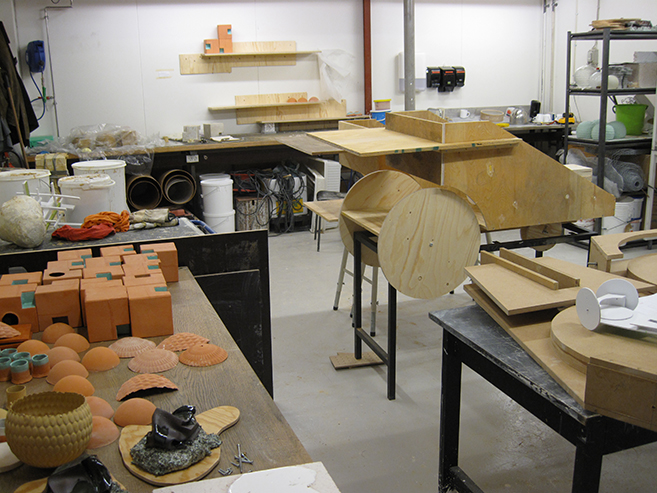 Ceramic installations inspired by childhood soapbox cars, exploring time, memory, and space -In studio at DTU 3