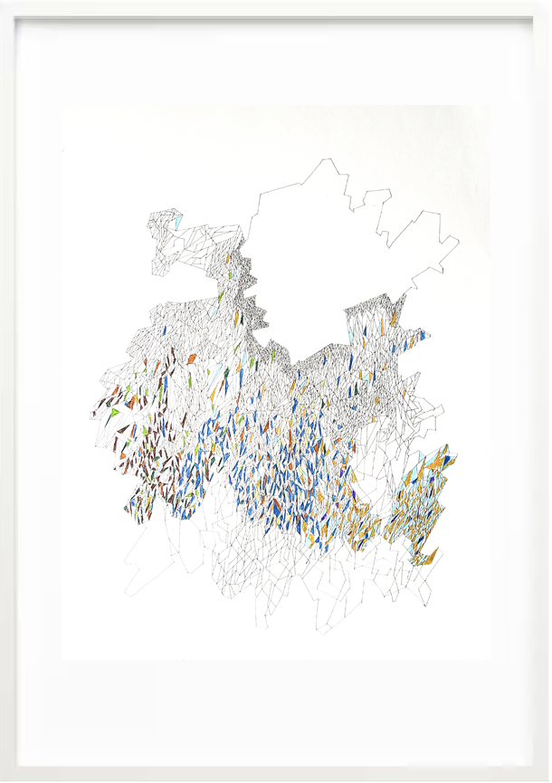 Without Words – 50x65 cm. An abstract, nonverbal drawing balancing chaos and order. 5