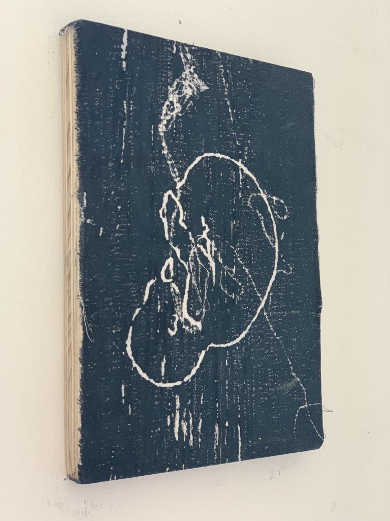 UNPROCTED, wood cut on textile
