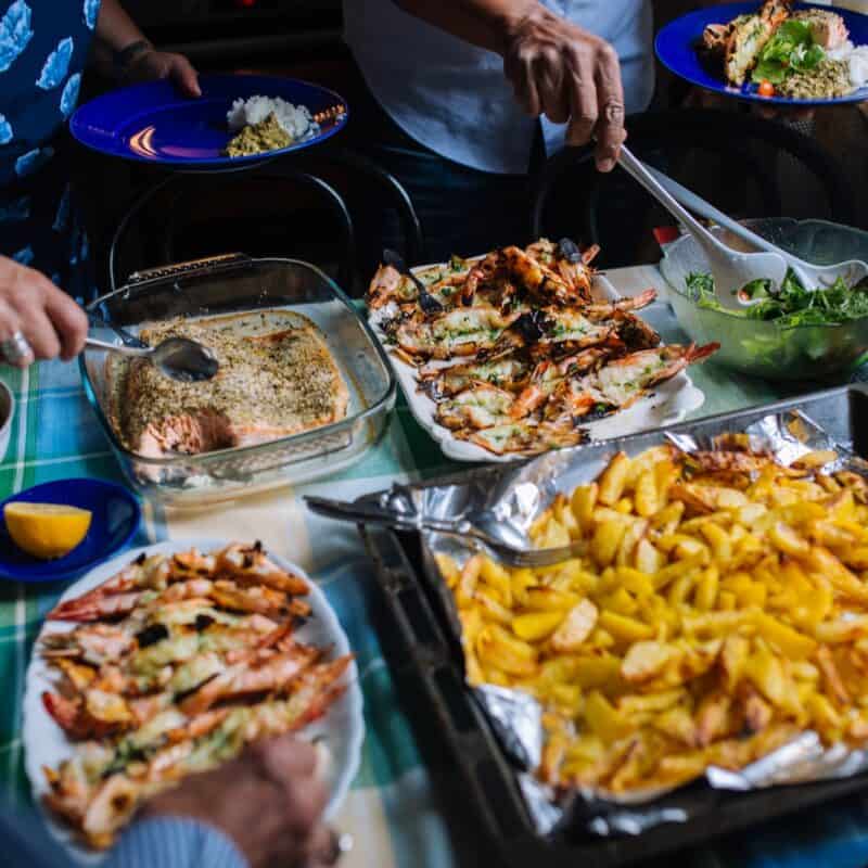 assorted food on table