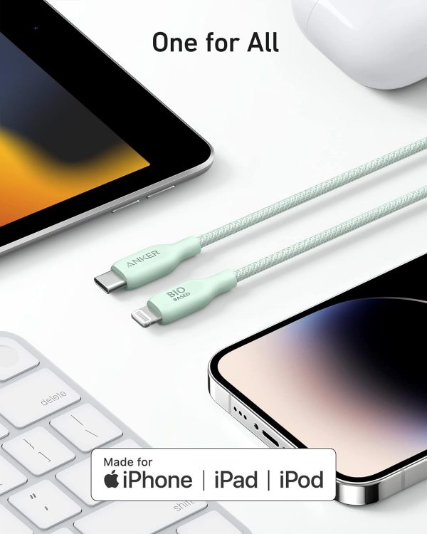 Anker 542 USB-C to Lightning Cable(Bio-Nylon 6ft)  Verde - Imagen 3