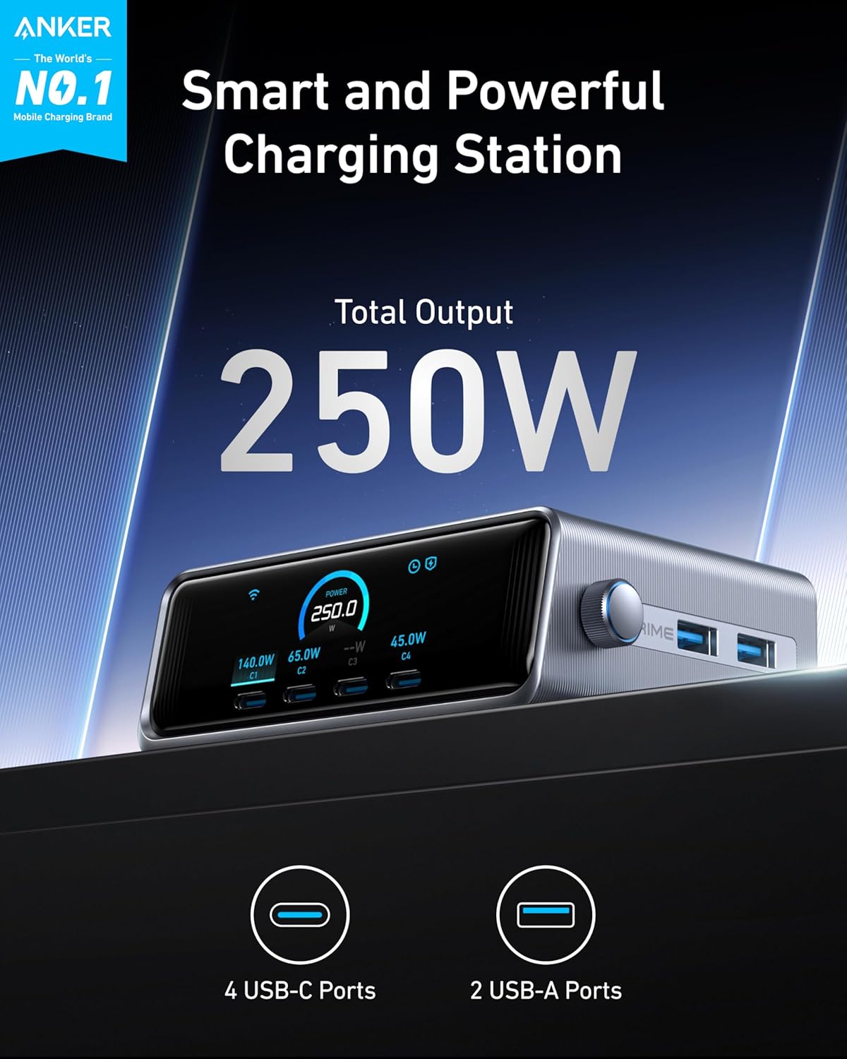Anker Prime 250W GaN Desktop Charger (6 Ports) - Imagen 2