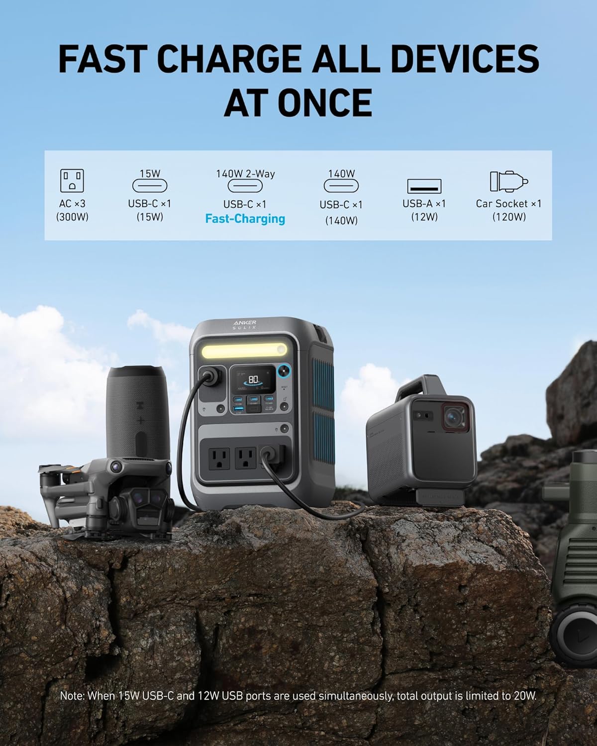 Anker SOLIX C300X AC Portable Power Station- (288Wh) | 300W - Imagen 3