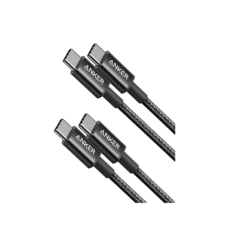 Anker USB-C to USB-C Cable (3,3ft, 60W, Braided, 2-Pack) Negro