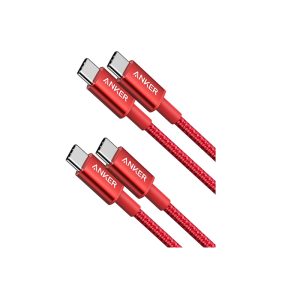 Anker USB-C to USB-C Cable (3,3ft, 60W, Braided, 2-Pack) Rojo