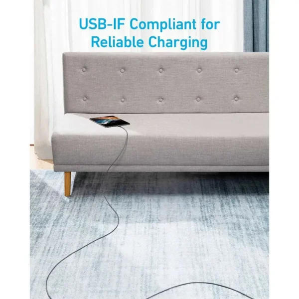 Anker 322 60W Braided USB-C to USB-C Cable (10ft) Negro - Imagen 4