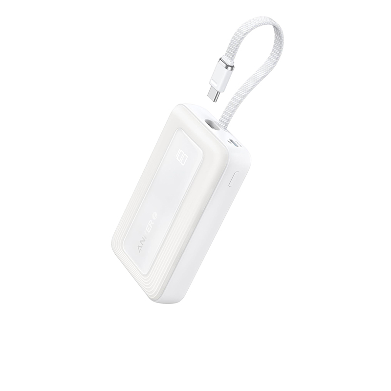 Anker Power Bank (10K, 30W, Built-In USB-C  Cable) BLANCA