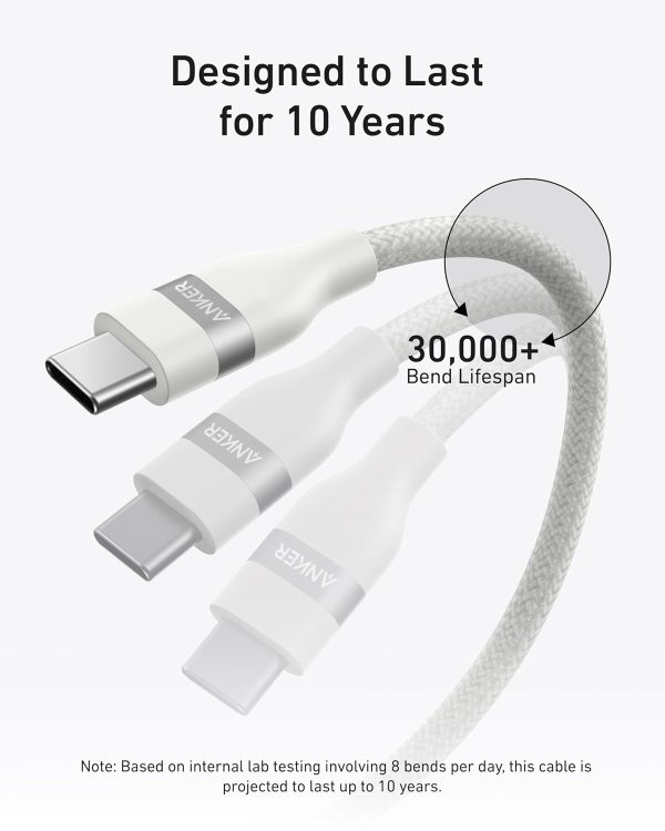Anker USB-C to USB-C Cable (6 ft,240W Upcycled-Braided) BLANCO - Imagen 4