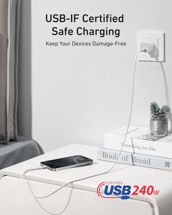 Anker USB-C to USB-C Cable (6 ft,240W Upcycled-Braided) BLANCO - Imagen 5