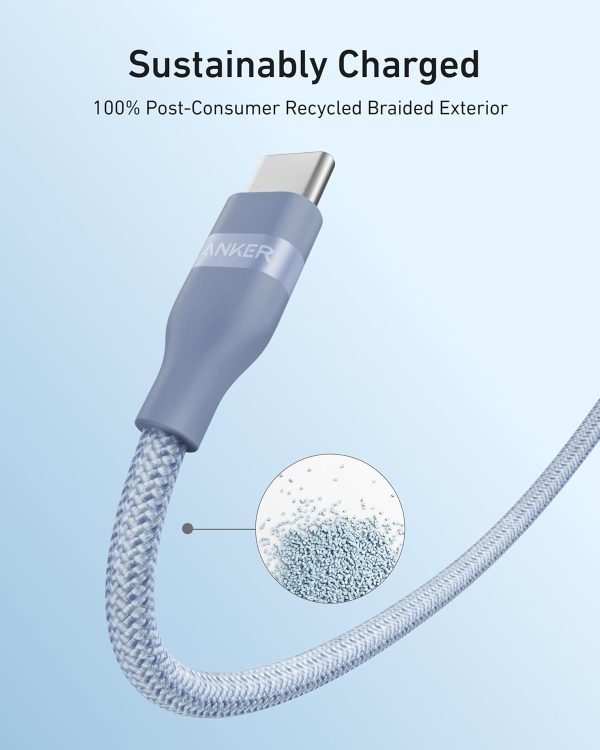 Anker USB-C to USB-C Cable (3 ft, 240W Upcycled-Braided) CELESTE - Imagen 3