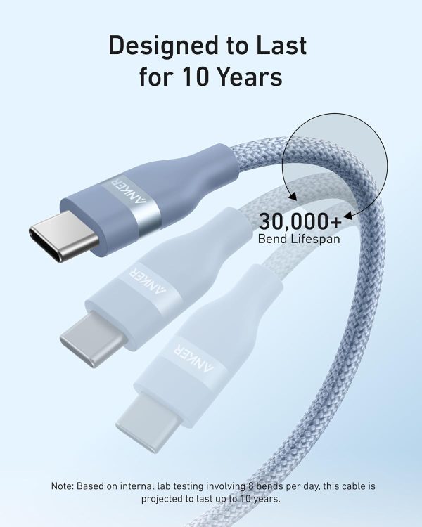 Anker USB-C to USB-C Cable (3 ft, 240W Upcycled-Braided) CELESTE - Imagen 6