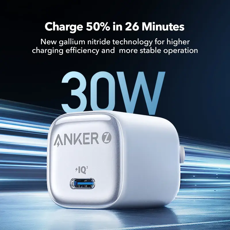 Anker Zolo Charger (30W, PD 3.0) Celeste - Imagen 3