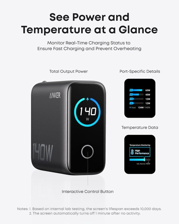 Anker Charger (140W, 4-Port, PD 3.1) with USB-C Cable Gris - Imagen 4