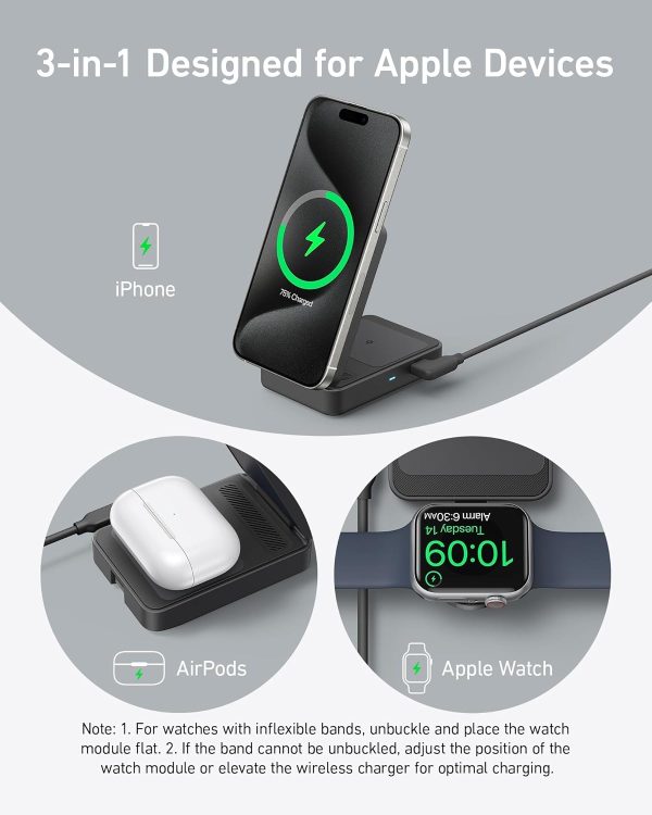 Anker MagGo Wireless Charging Station (15W, Foldable 3-in-1) Negro - Imagen 5