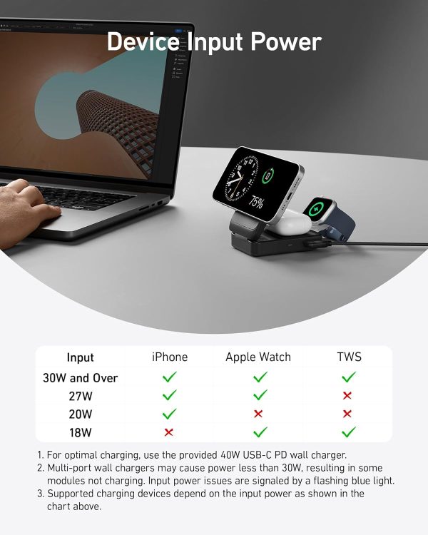 Anker MagGo Wireless Charging Station (15W, Foldable 3-in-1) Negro - Imagen 6
