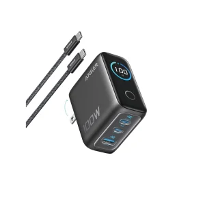 Anker Charger 100W 3 Puertos, Smart Display Gris