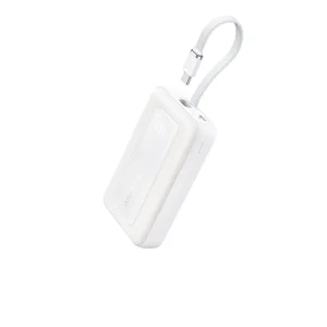 Anker Power Bank (20K, 30W, Built-In USB-C  Cable) Blanco