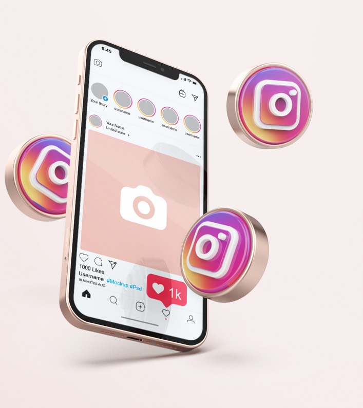 Mobiltelefon med instagramikoner - videoannonser instagram