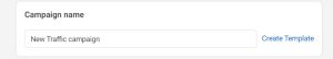 Screenshot på Facebook Ad manager där man skriver kampanjens namn