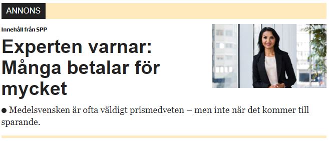 Skriv copy som skapar FOMO och nyfikenhet samtidigt. Rubriken "Experten varnar: Många betalar för mycket" gör just detta.