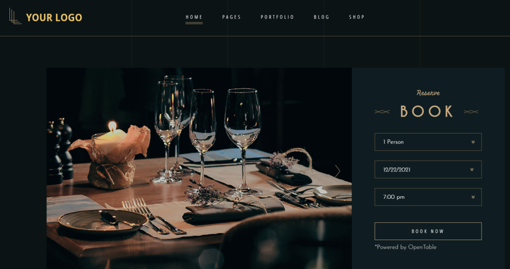 Moderne Webseite fuer Restaurants, Bars, Cafes