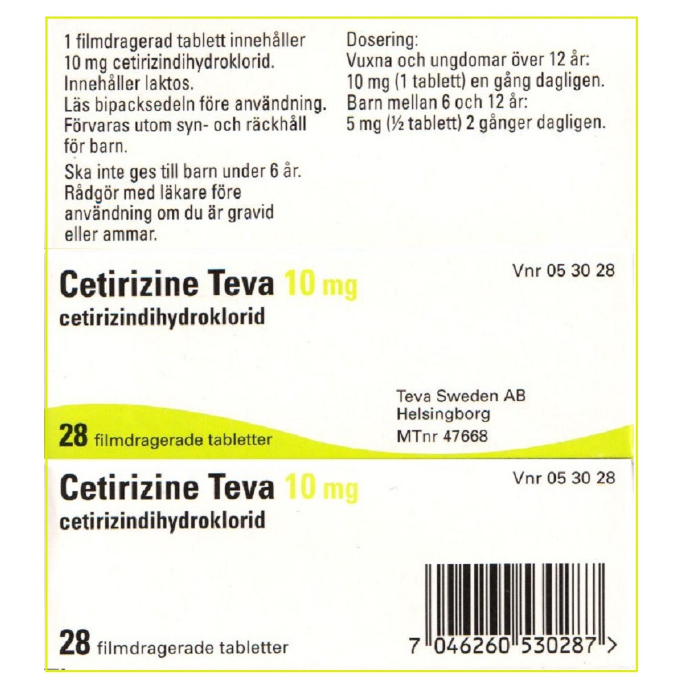 Cetirizine Teva 10 mg 28 filmdragerade tabletter – aposve.se