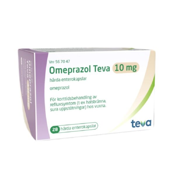 Omeprazol Teva 10 mg 28 hårda enterokapslar