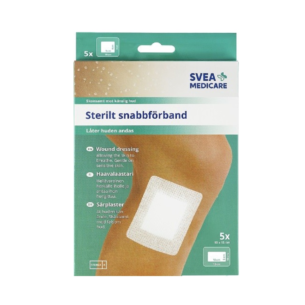 Svea Medicare Sterilt Snabbförband Vattentätt 10 x 15 cm, 5 st