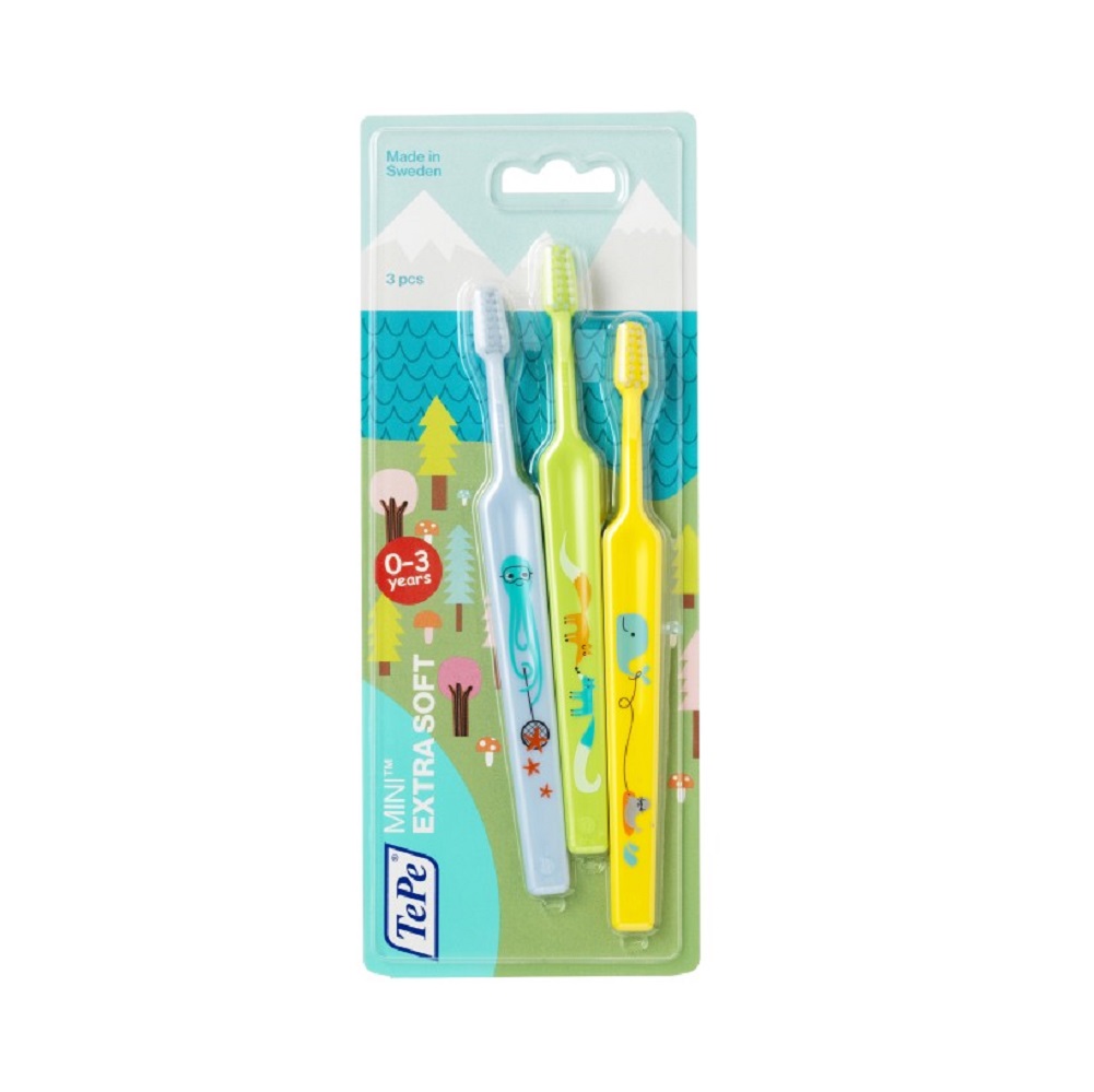 TePe Mini Extra Soft 0-3 år tandborste 3 pcs