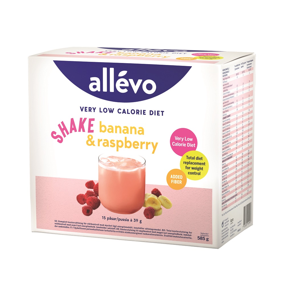 Allévo Shake Banana & Raspberry VLCD 15 påsar