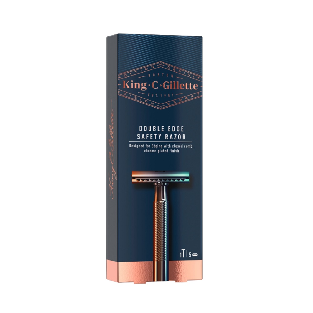 King C. Gillette Double Edga Safety Razor Dubbeleggad Säkerhetshyvel 1+5 st