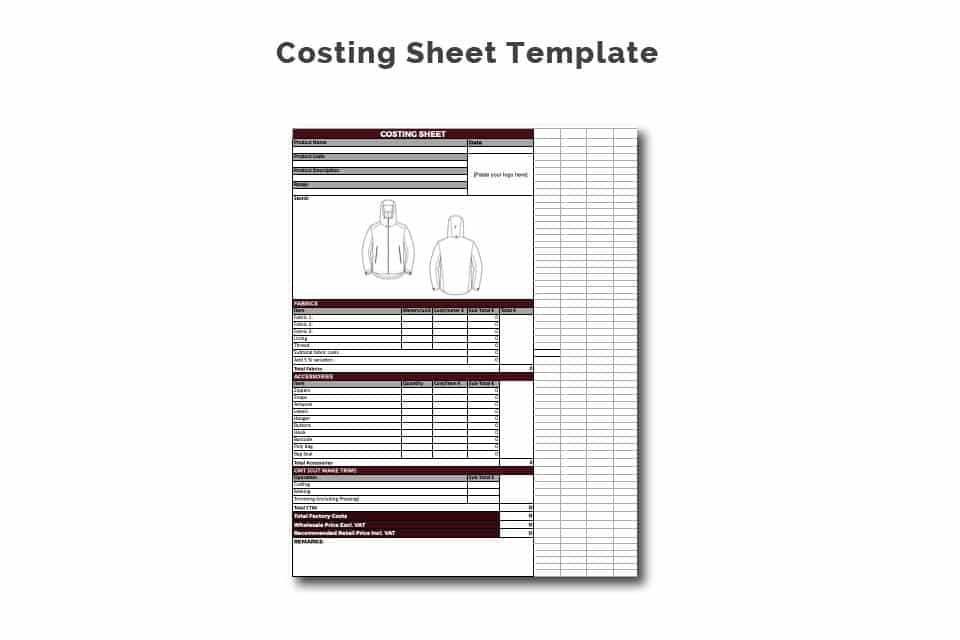 Costing Sheet Template
