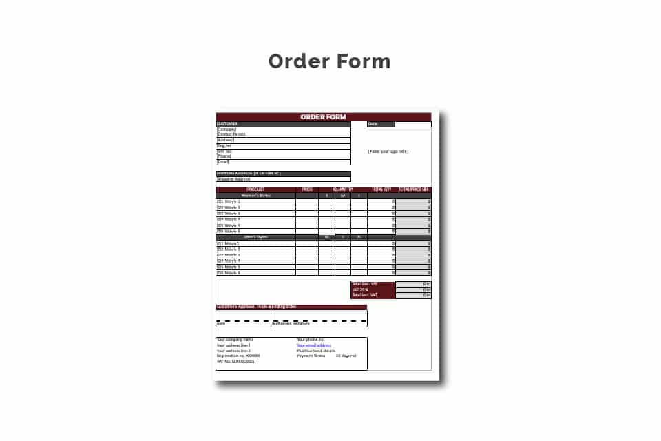 apparel order form