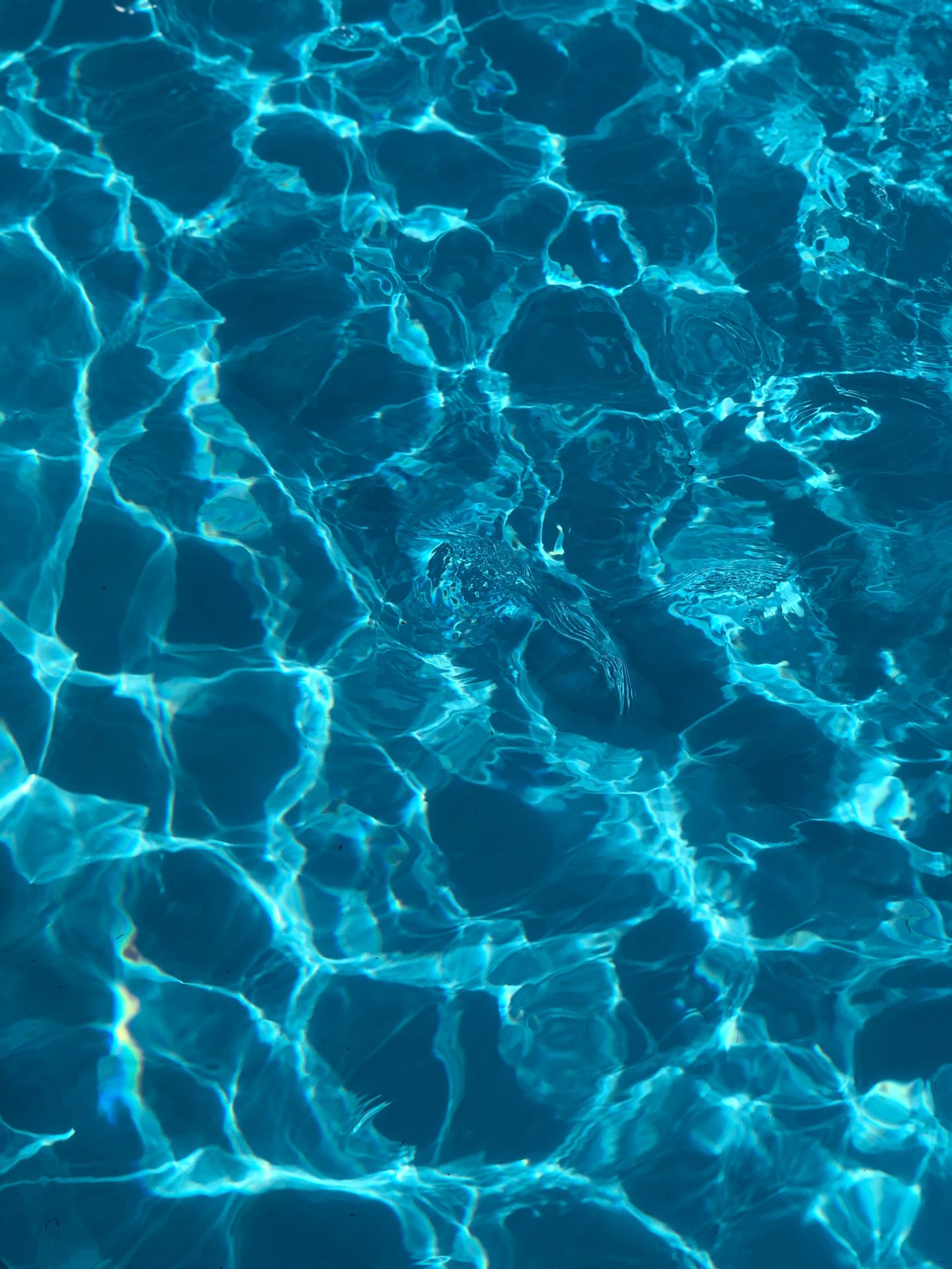 Klart, blått vatten i en pool med blå liner.