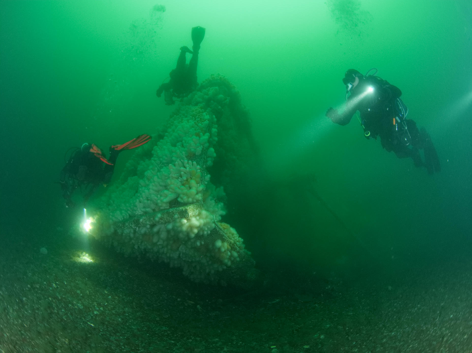 Divers on bow of the Glanmire