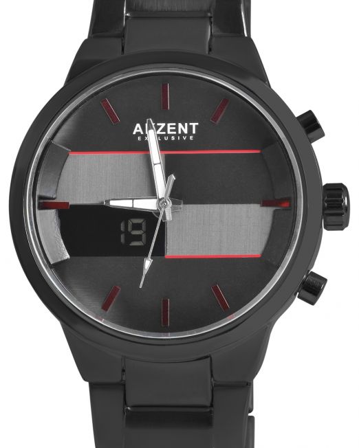 Akzent Exclusive Herrenuhr mit Edelstahlband in schwarz