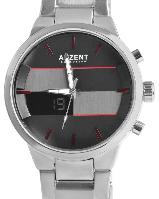 Akzent Exclusive Herrenuhr mit Edelstahlband silber/schwarz