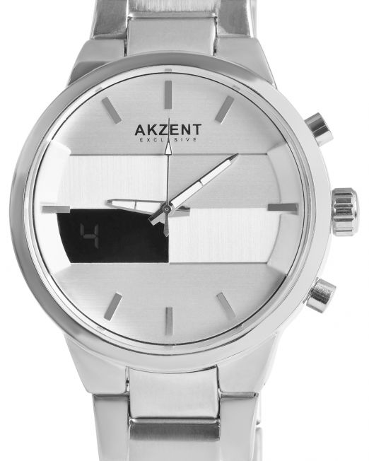 Akzent Exclusive Herrenuhr mit Edelstahlband in silber