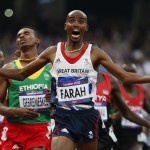 Britain's Mo Farah reacts as he wins the men's 5000m final at the London 2012 Olympic Games at the Olympic Stadium August 11, 2012. REUTERS/Lucy Nicholson (BRITAIN - Tags: SPORT ATHLETICS OLYMPICS TPX IMAGES OF THE DAY)