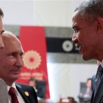 This handout photo taken on November 20, 2016 and released by the Presidencia del Peru shows US President Barack Obama (R) speaking with Russia's President Vladimir Putin (2nd L) as they attend the first APEC Leaders' Retreat on the final day of the Asia-Pacific Economic Cooperation (APEC) Summit in Lima. (Photos by AFP)