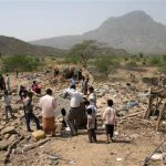 The photo shows the site of a Saudi airstrike in Khamis Bani Saad district in Mahwit province, Yemen, October 27, 2016. (Photo by AFP)