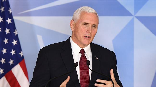 US Vice President Mike Pence gives a press conference after a meeting at the NATO headquarters in Brussels on February 20, 2017. (Photo by AFP)