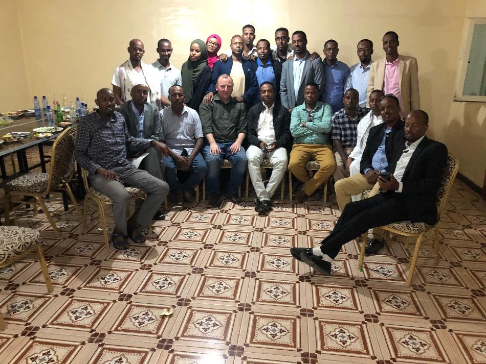 Report author with survivors of Jail Ogaden who were released in the days following HRW’s July 2018 report on Jail Ogaden. © 2019 Felix Horne/Human Rights Watch
