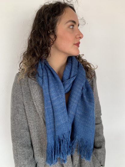 Indigo blue silk scarf