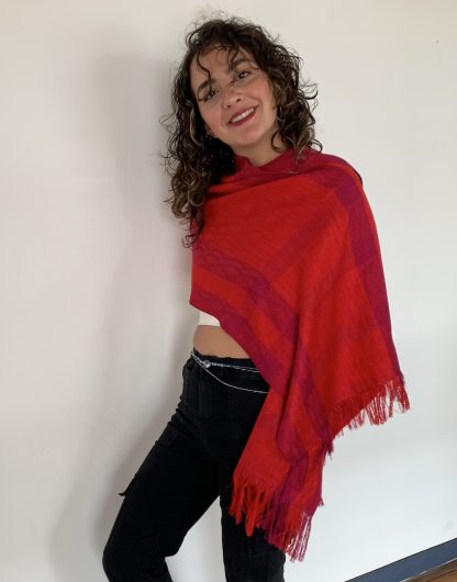 Red and purple silk scarf