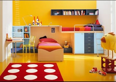 Exposición dormitorio color naranja