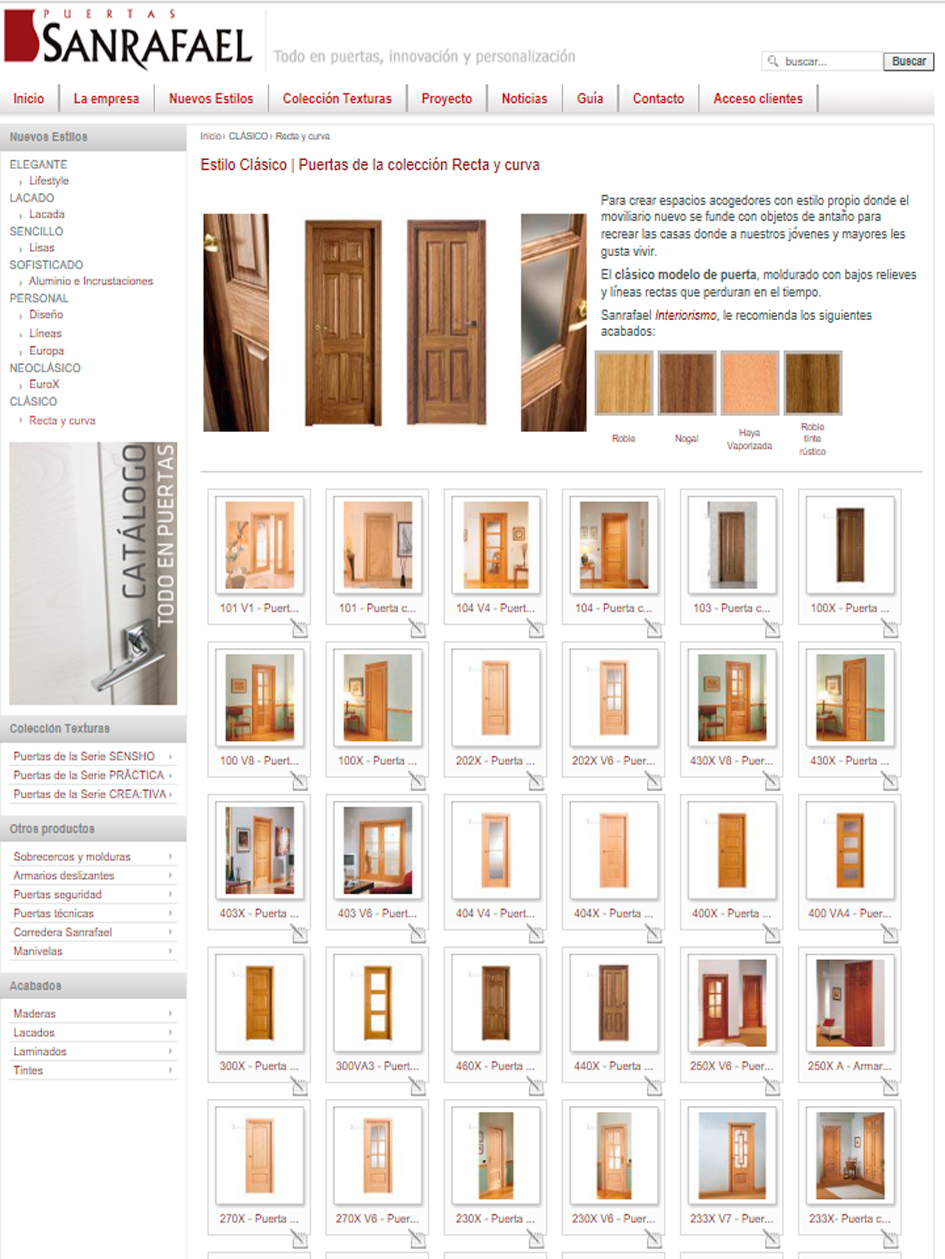 Puertas, armarios y molduras. Arcolínea: acceso a URL de puertas San Rafael con foto pagina principal de Puertas San Rafael