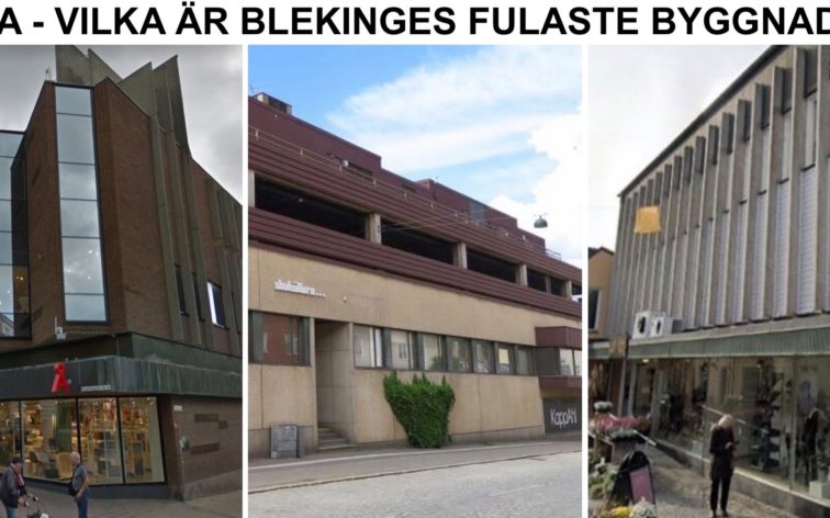 Lista - Blekinges fulaste byggnader, dvs vackrast i Karlskrona, Karlshamn, Ronneby, Sölvesborg.