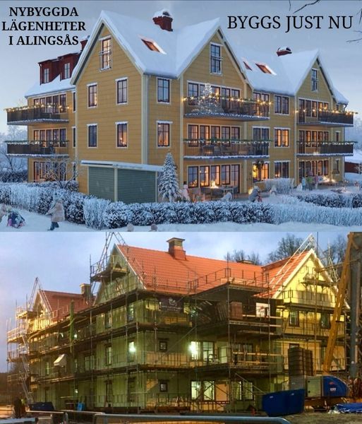 Flerfamiljshus byggs just nu i Alingsås i olika färger och former.